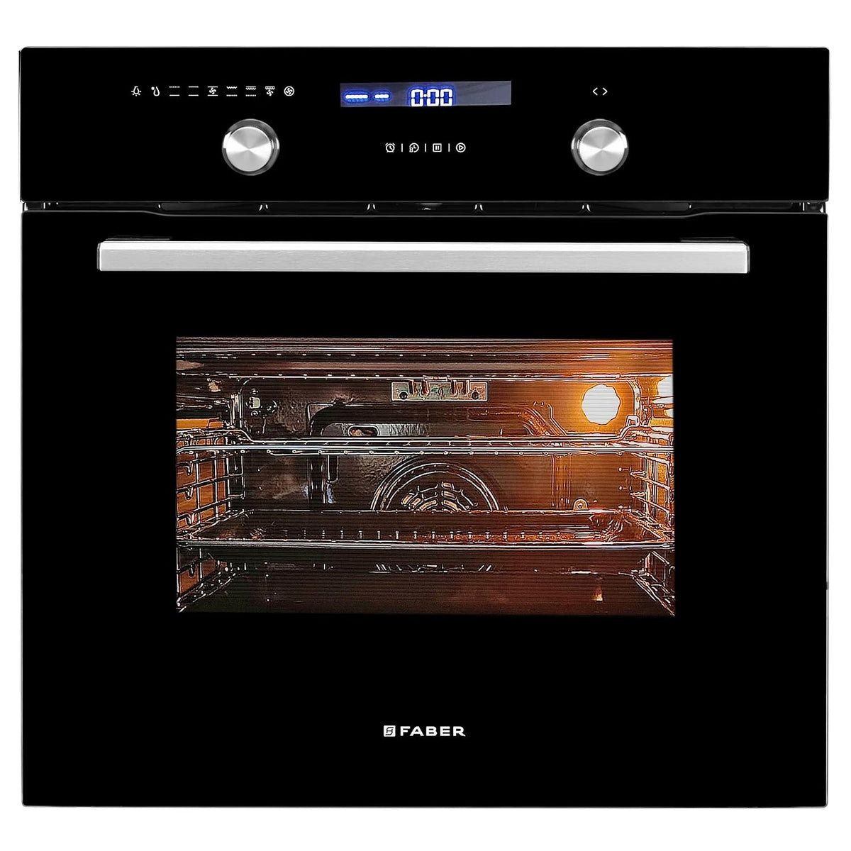 Faber 75L Built-in Convection Oven (FBIO 75L 9F BK, Full Black Glass) | 9 Cooking Functions with 3D Hot Air Circulation 