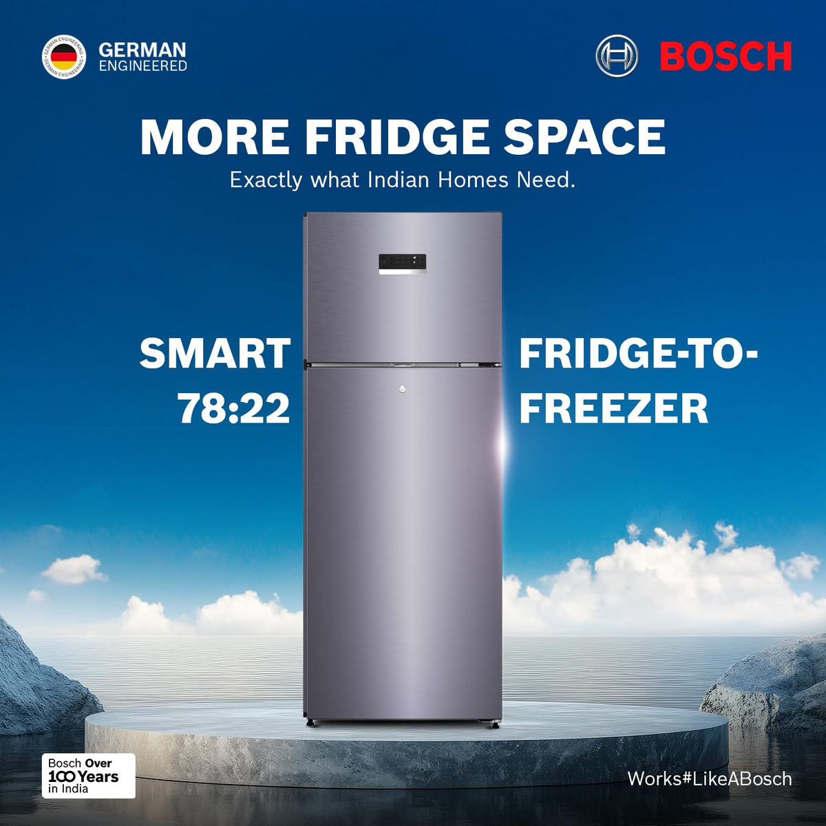 Bosch 334L, 1 Star, Frost Free Double Door Refrigerator (CTC35U11AI)