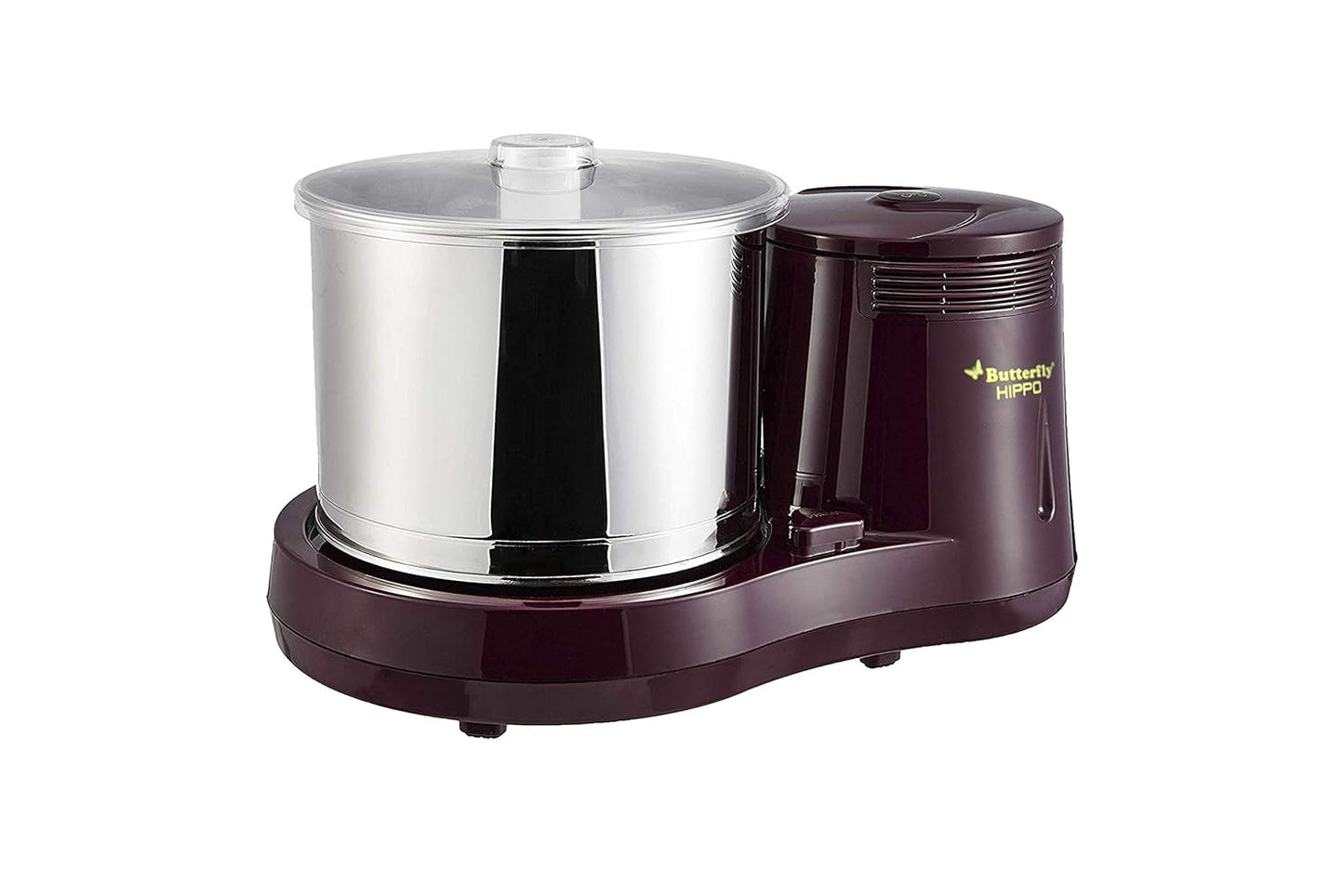 Butterfly Hippo 2 Litres Table-Top Wet Grinder | 150 Watts | Shockproof ABS Body | 4-way Grinding | Easy Clean & Maintenance | Stainless Steel Drum | 2 Years Manufacturer's Warranty | Cherry Red