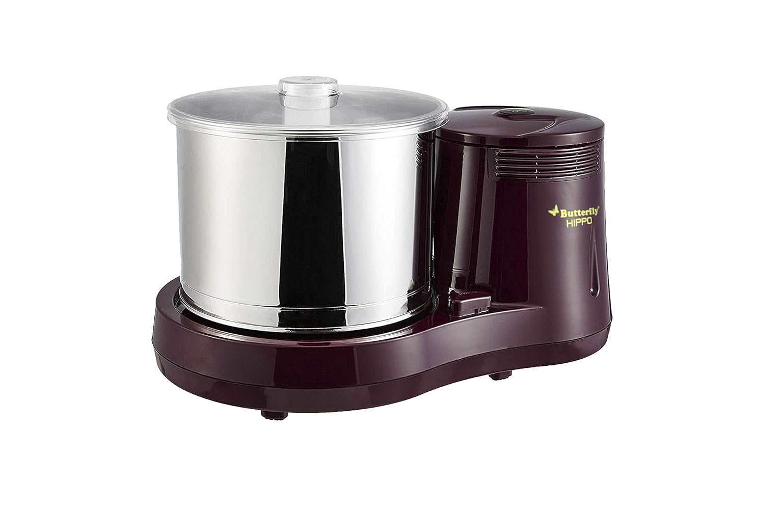 Butterfly Hippo 2 Litres Table-Top Wet Grinder | 150 Watts | Shockproof ABS Body | 4-way Grinding | Easy Clean & Maintenance | Stainless Steel Drum | 2 Years Manufacturer's Warranty | Cherry Red