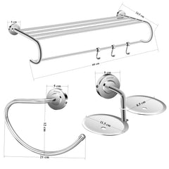 Plantex 304 Grade Stainless Steel Bathroom Accessories Set of 3 - Towel Stand/Napking Hanger/Dual Soap Holder for Bathroom - Daizy (Chrome)-2