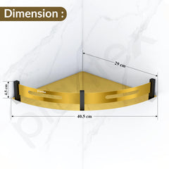 Plantex Bathroom Corner Rack for Wall/Stainless Steel Shelf for Bathroom Corner with Railings/Bathroom Accessories Holder (12x12 inches, PVD Gold & Black)-2