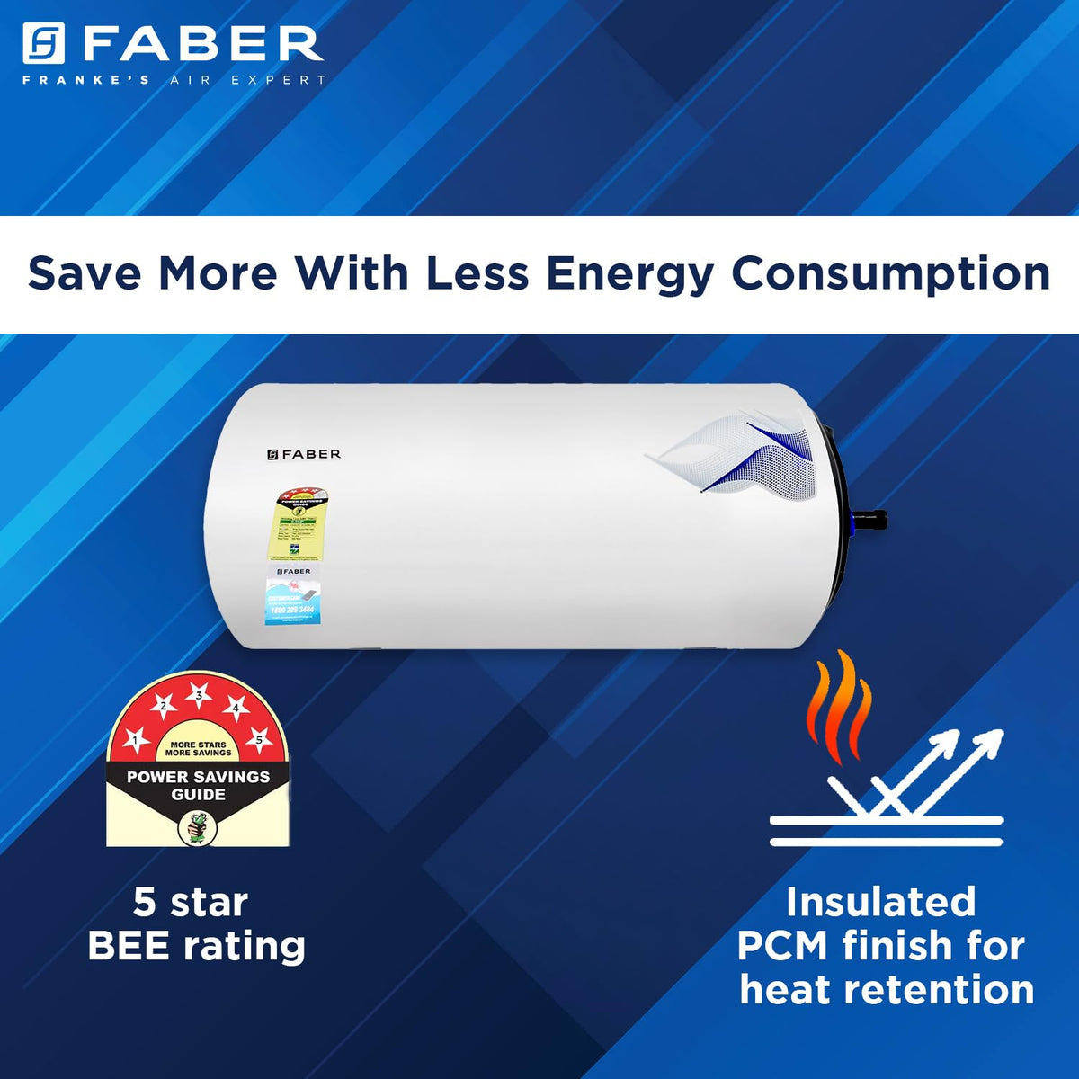 Faber Jazz 15L Horizontal (RH) Storage Water Geyser |Free Pipe and Installation|12 Safety Features, Glassline Coated & C