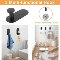 Plantex Stainless Steel Self Adhesive Bathroom Accessories Set-16 inch Single Towel Rod/Napkin Holder/Paper Holder/Robe Hook for Bathroom - 4 Piece Combo (Black)-4