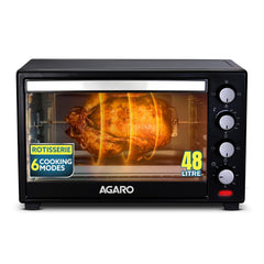 AGARO Marvel 48 Liters Oven Toaster Griller, Motorised Rotisserie and Convection Cake Baking OTG with 3 Heating Mode, (Black)
