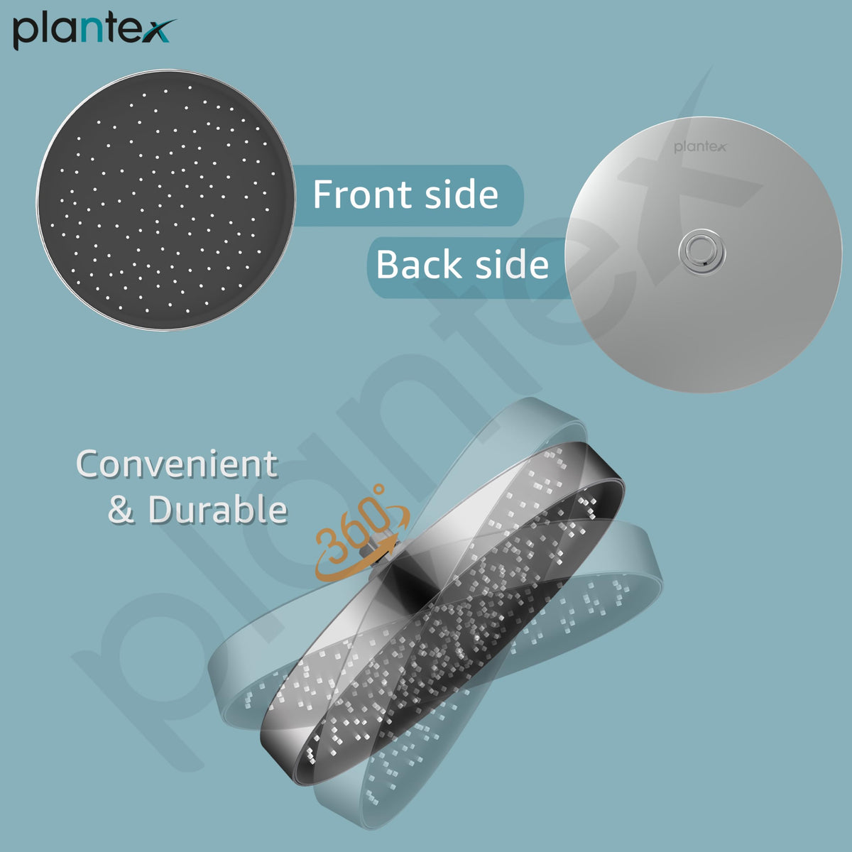 Plantex ABS Round Rain Shower Head for bathroom with LED/360° Rotatable Shower Head for bathroom/Pressurized Shower Head/Showers for bathroom-(Chrome)-5