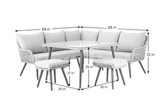 Stash Outdoor Garden Balcony Sofa Set 5 Seater  and 1 Center Table With 2 Ottoman Set (Tan)