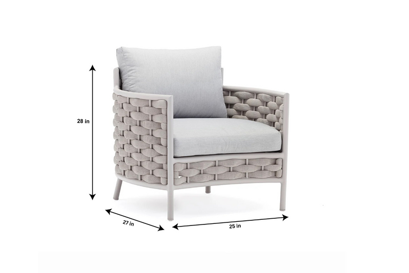 Nivio Outdoor Garden Balcony Sofa Set 2 Seater, 2 Single seater and 1 Center Table Set, Braid & Rope(White + Cream)