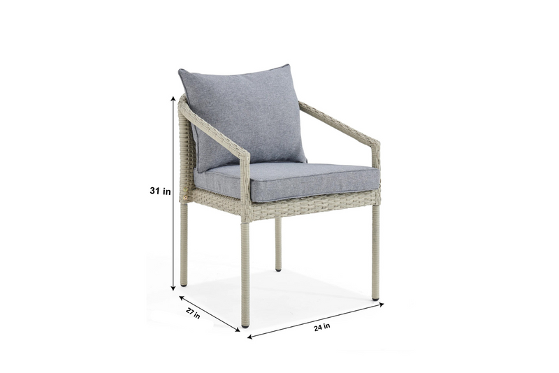 Coven Outdoor Garden Balcony Sofa Set 2 Seater, 2 Single seater and 1 Center Table Set (Cream)