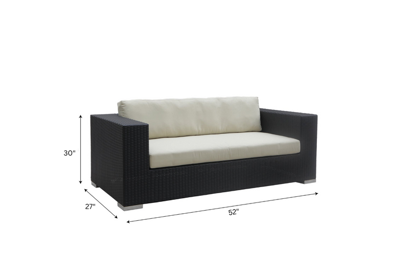 Spera Outdoor Garden Balcony Sofa Set 3 Seater, 2 Seater, 1 Seater, 1 Ottoman, 1 Center Table and 1 Side Table Set (Black)
