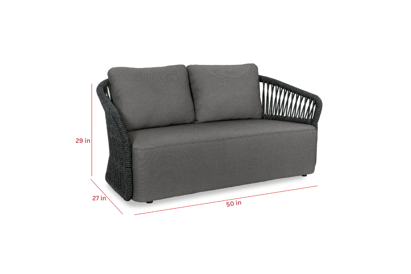 Dayo Outdoor Garden Balcony Sofa Set 2 Seater , 2 Single Seater 1 Center Table Set Braid & Rope (Dark Grey)