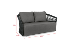 Dayo Outdoor Garden Balcony Sofa Set 2 Seater , 2 Single Seater 1 Center Table Set Braid & Rope (Dark Grey)
