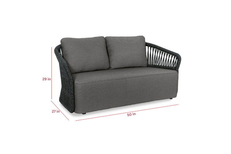 Dayo Outdoor Garden Balcony Sofa Set 2 Seater , 2 Single Seater 1 Center Table Set Braid & Rope (Dark Grey)