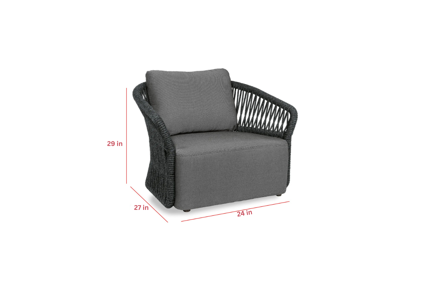 Dayo Outdoor Garden Balcony Sofa Set 2 Seater , 2 Single Seater 1 Center Table Set Braid & Rope (Dark Grey)