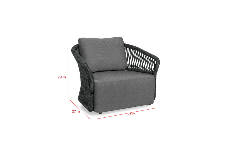 Dayo Outdoor Garden Balcony Sofa Set 2 Seater , 2 Single Seater 1 Center Table Set Braid & Rope (Dark Grey)