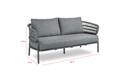 Hauwa Outdoor Garden Balcony Sofa Set 2 Seater , 2 Single Seater 1 Center Table Set Braid & Rope (Dark Grey)