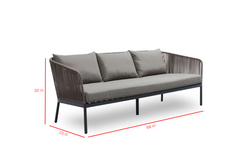 Rafail Outdoor Garden Balcony Sofa Set 3 Seater , 2 Single Seater 2 Center Table Set Braid & Rope (Dark Grey)
