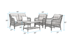 Mishil Outdoor Sofa Set 2 Seater, 2 Single seater and 1 Center Table (Grey)