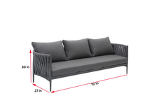 Pablo Outdoor Garden Balcony Sofa Set 3 Seater, 2 Single seater and 1 Table Set Braid & Rope (Dark Grey)