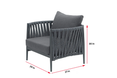Pablo Outdoor Garden Balcony Sofa Set 3 Seater, 2 Single seater and 1 Table Set Braid & Rope (Dark Grey)
