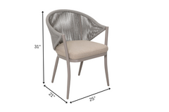 Detect Outdoor Patio Seating Set 2 Chairs and 1 Table Set (Grey) Braided & Rope