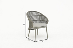 Gracia Outdoor Patio Dining Set 4 Chairs and 1 Table, Braid & Rope (Grey)