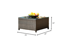 Enorson Outdoor Garden Balcony Sofa Set 2 Three Seater, 2 Single Seater With 2 Ottoman and 2 Center Table Set (Brown)