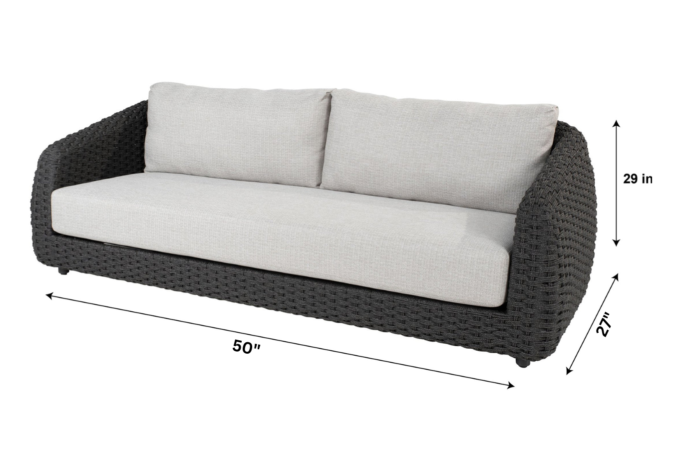 Deskoy Outdoor Garden Balcony Sofa Set 2 Seater, 2 Single seater and 1 Center Table Set, Braid & Rope (Black)