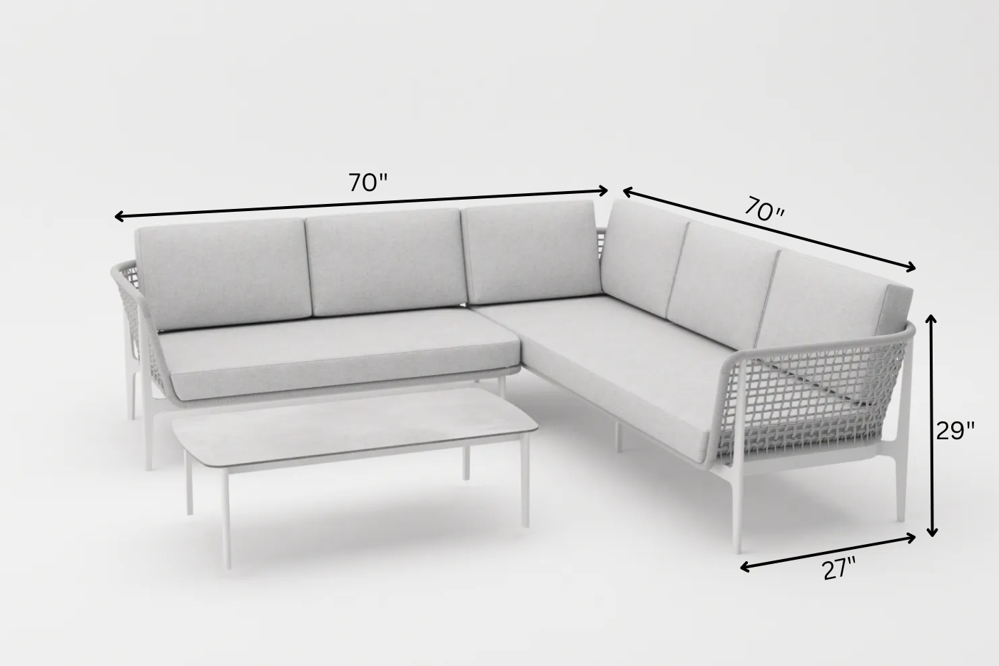 Colten Outdoor Garden Balcony Sofa Set  5 Seater and 1 Center Table Set, Braided & Rope (Grey)
