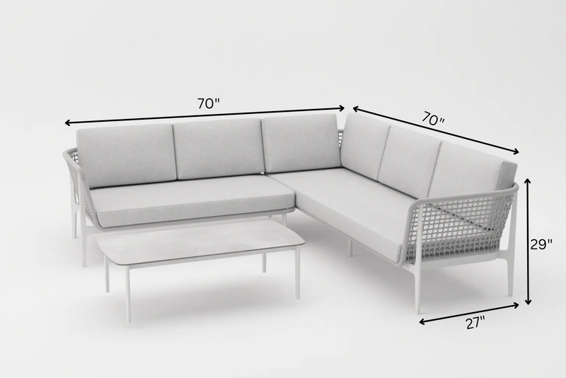 Colten Outdoor Garden Balcony Sofa Set  5 Seater and 1 Center Table Set, Braided & Rope (Grey)