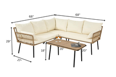 Tyamo Outdoor Garden Balcony Sofa Set 5 Seater and 1 Center Table Set (Tan + Beige)