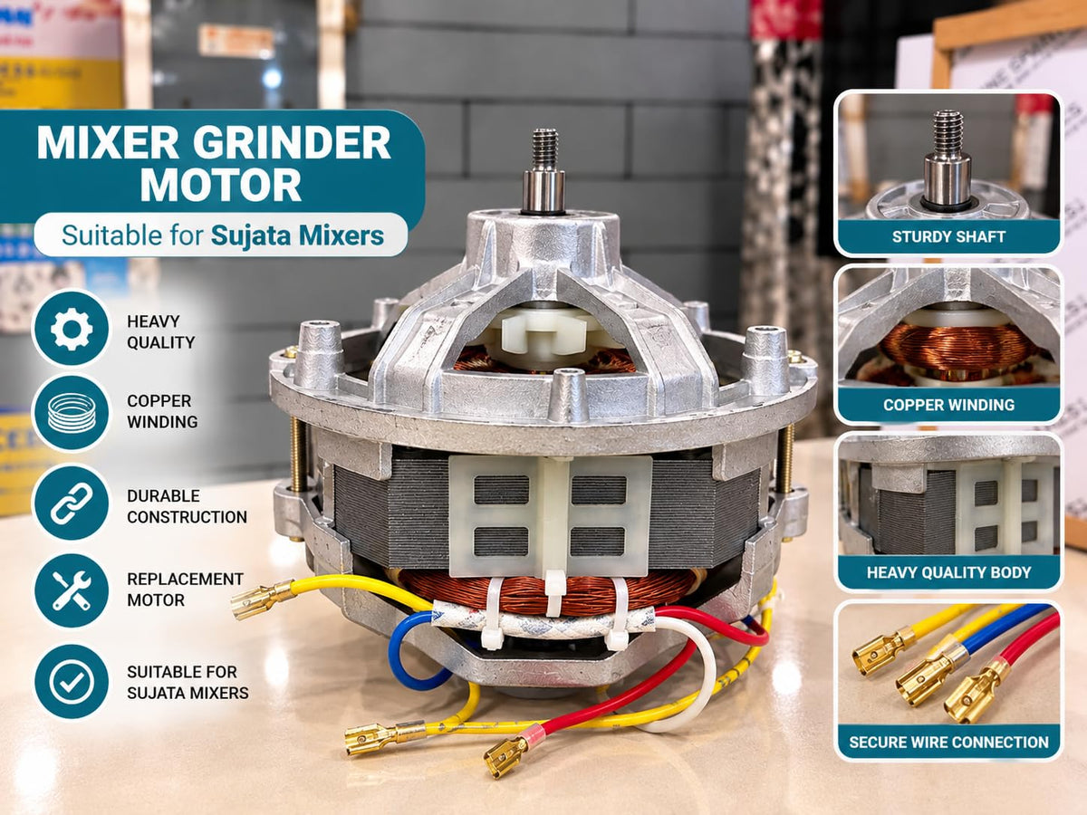 Motor Assembly (Copper Winding) | Compatible with Sujata Mixer Grinder