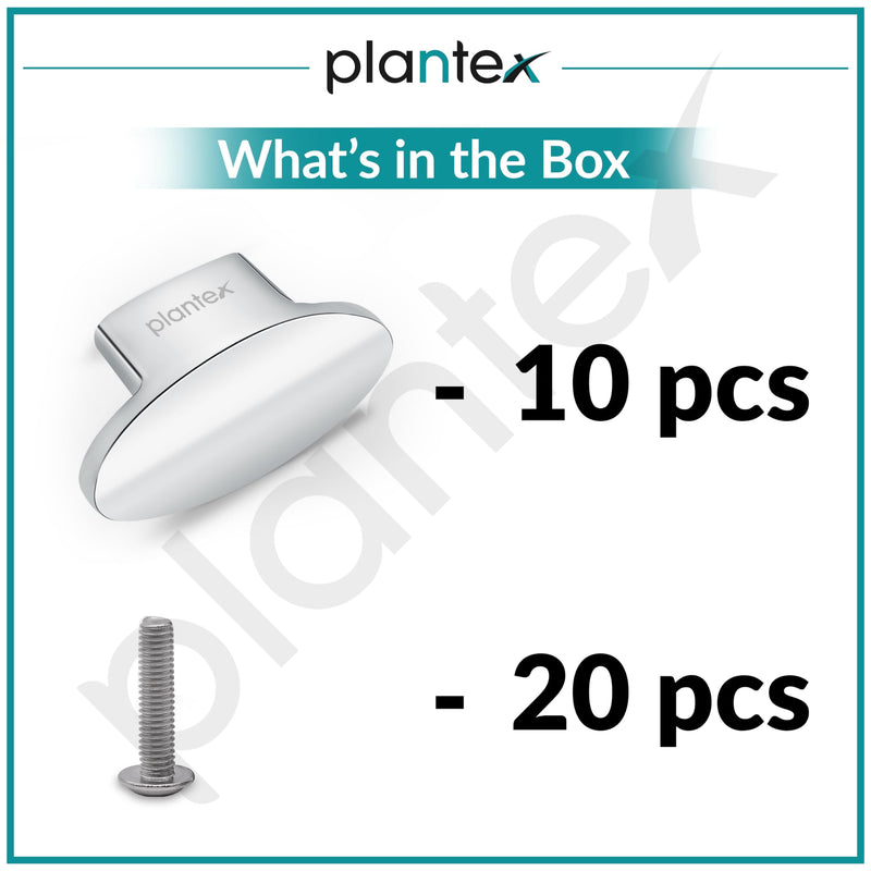 Plantex Knobs for Drawer/Small Drawer Knobs/Knobs for Cabinets/Pull-Push Knobs for Kitchen/Bedroom Drawer - Pack of 10 (Oval, Chrome)-6