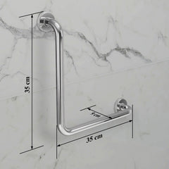 Plantex L-Shape Toilet Support for Elderly People/Wall-Mounted Safety Handle Made of Stainless Steel - Pack of 2 (Chrome)-5