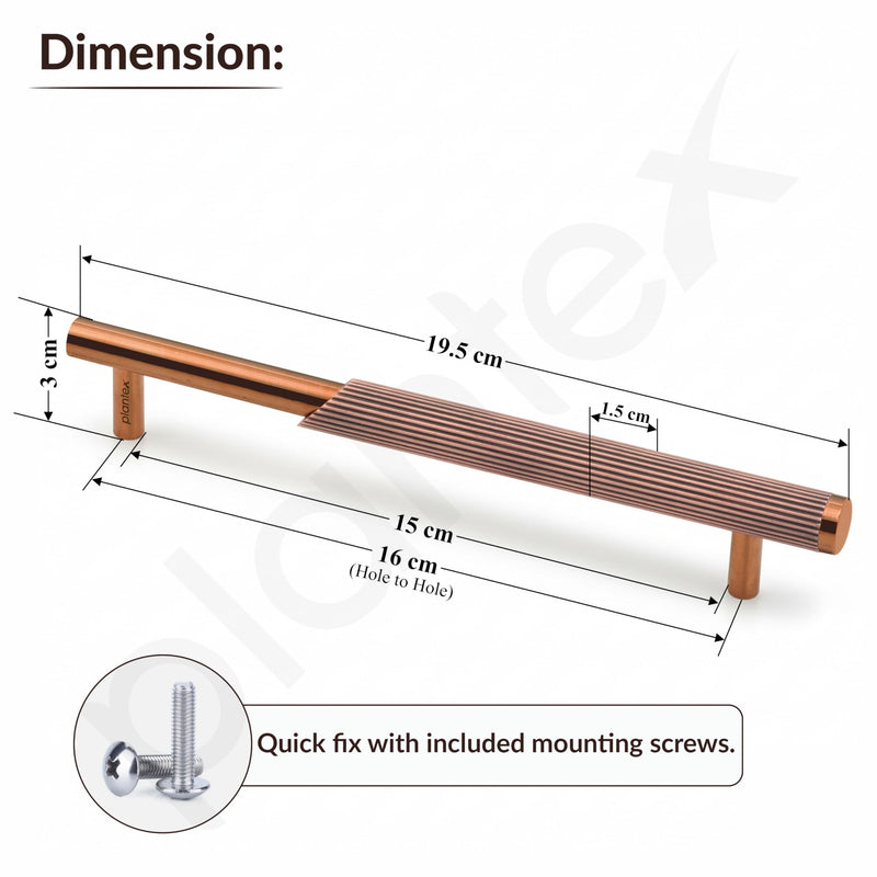Plantex Stainless Steel & Aluminium Cabinet Handle/160mm Wardrobe Handle for Home/Cupboard Door Pull-Push Handles for Office - Pack of 1 (Rose Gold)-3