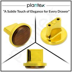 Plantex Knobs for Drawer/Round Drawer Knobs/Knobs for Cabinets/Pull-Push Knobs for Kitchen/Bedroom Drawer - Pack of 1 (Small, Gold & Wood)-6