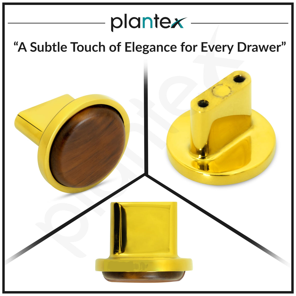 Plantex Knobs for Drawer/Round Drawer Knobs/Knobs for Cabinets/Pull-Push Knobs for Kitchen/Bedroom Drawer - Pack of 4 (Small, Gold & Wood)-4