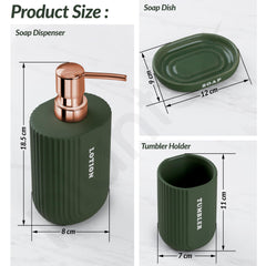 Plantex Ceramic Bathroom Set - Soap Holder for Bathroom/Liquid Soap Dispenser/Tumbler Holder/Toothbrush Holder - 3 Pcs Set (Model APS-NZBA-422)-6