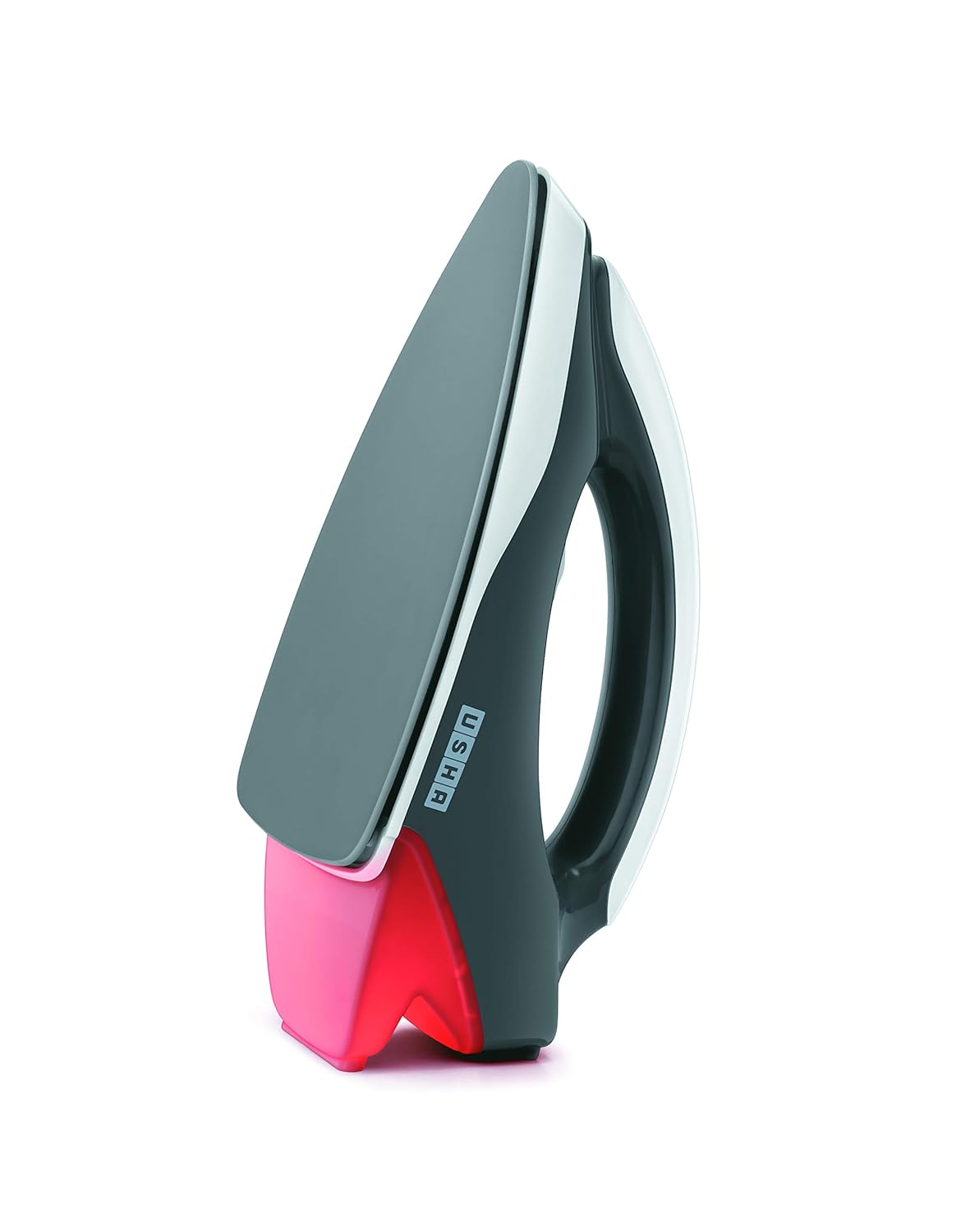 USHA Plastic Usha Aurora 1000Watt Dry Iron with Innovative Tail Light Indicator|Black Non Stick Soleplate for Longer Durability|Overheat Safety Shutoff|2 Years Warranty|(Grey & White),1000 Watts
