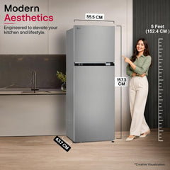 LG 251 L, 1 Star, Frost-Free Smart Inverter Double Door Refrigerator with Smart Mode (GLT2516WWPZ, Shiny Steel, Multi Air Flow Cooling with Max Fresh)-3