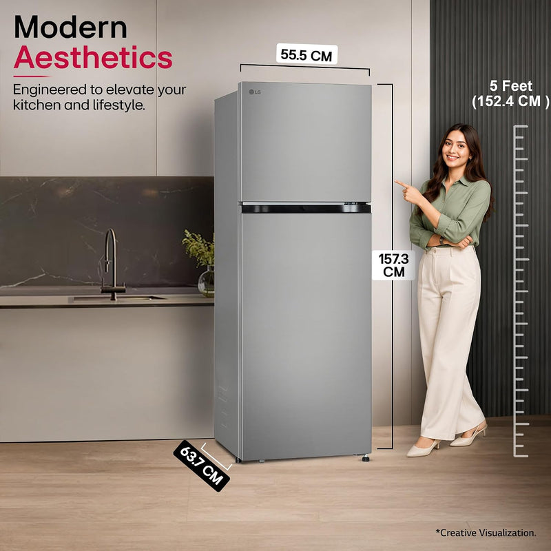 LG 251 L, 1 Star, Frost-Free Smart Inverter Double Door Refrigerator with Smart Mode (GLT2516WWPZ, Shiny Steel, Multi Air Flow Cooling with Max Fresh)-3