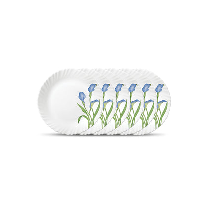 La Opala Novo Collection Opal Glass Crockery | Quarter Plate Set of 6 | Tender Trio Design | Plates for Snacking & Gifting | Microwave Safe | 100% Vegetarian | Extra Strong | Super Light & White