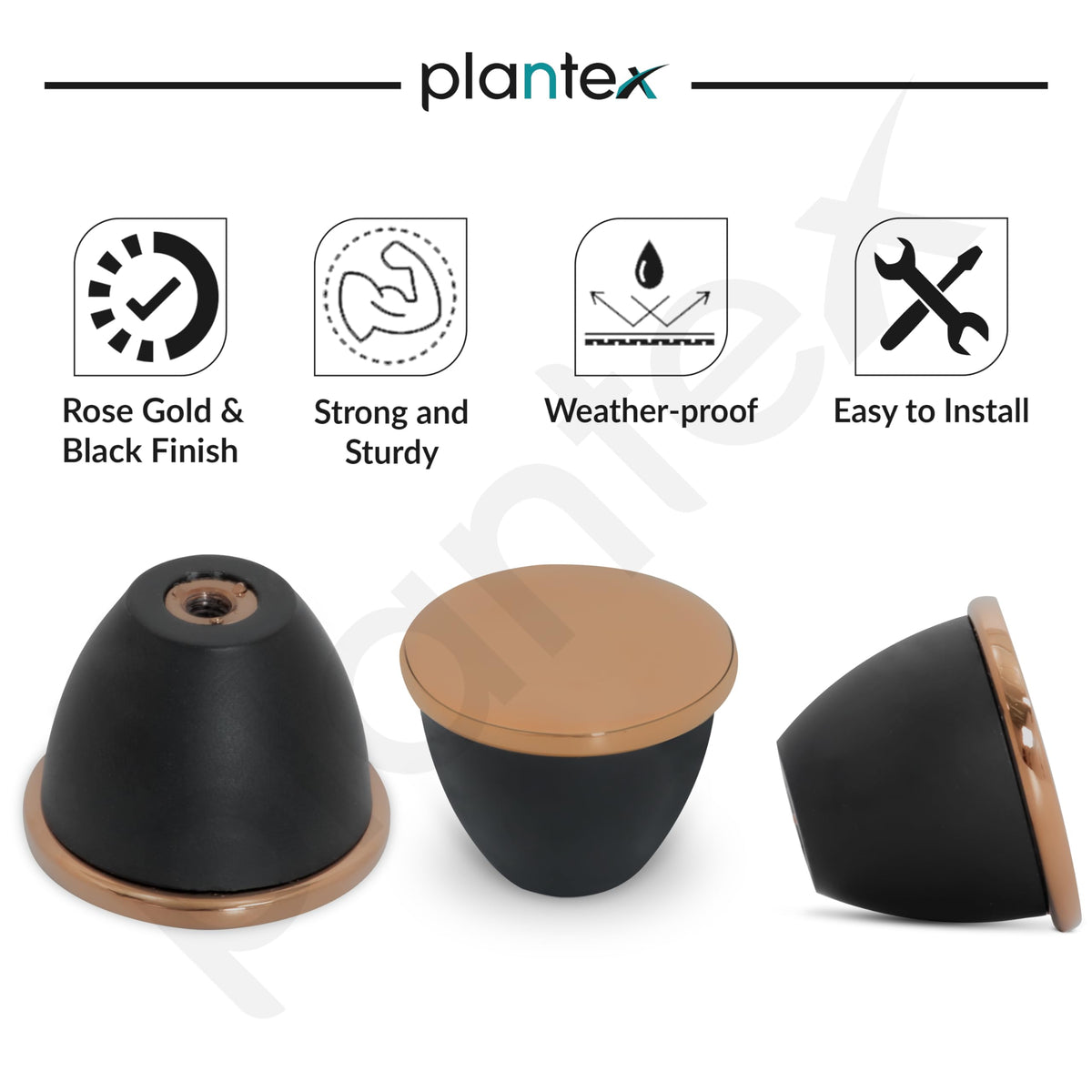 Plantex Knobs for Drawer/Drawer Knobs/Knobs for Cabinets/Pull-Push Knobs for Kitchen/Bedroom Drawer - Pack of 6 (Rose Gold & Black)-4