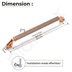 Plantex Aluminium Cabinet Handle/288mm Wardrobe Handle for Home/Cupboard Door Pull-Push Handles for Office - Pack of 1 (Rose Gold)-2