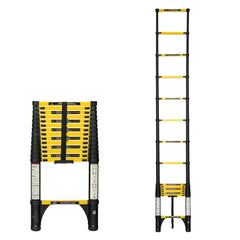 Corvids 4.4m (14.5 ft) Folding Carbon Steel Telescopic Ladder, 2-Year Warranty, 15-Step Heavy Duty Extension Ladder, Q195 Rustproof Alloy Steel, Portable & Collapsible Ladder for Home & Outdoor use