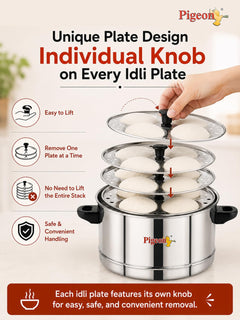 Pigeon Classic Stainless Steel Idli Cooker with Whistle Indicator