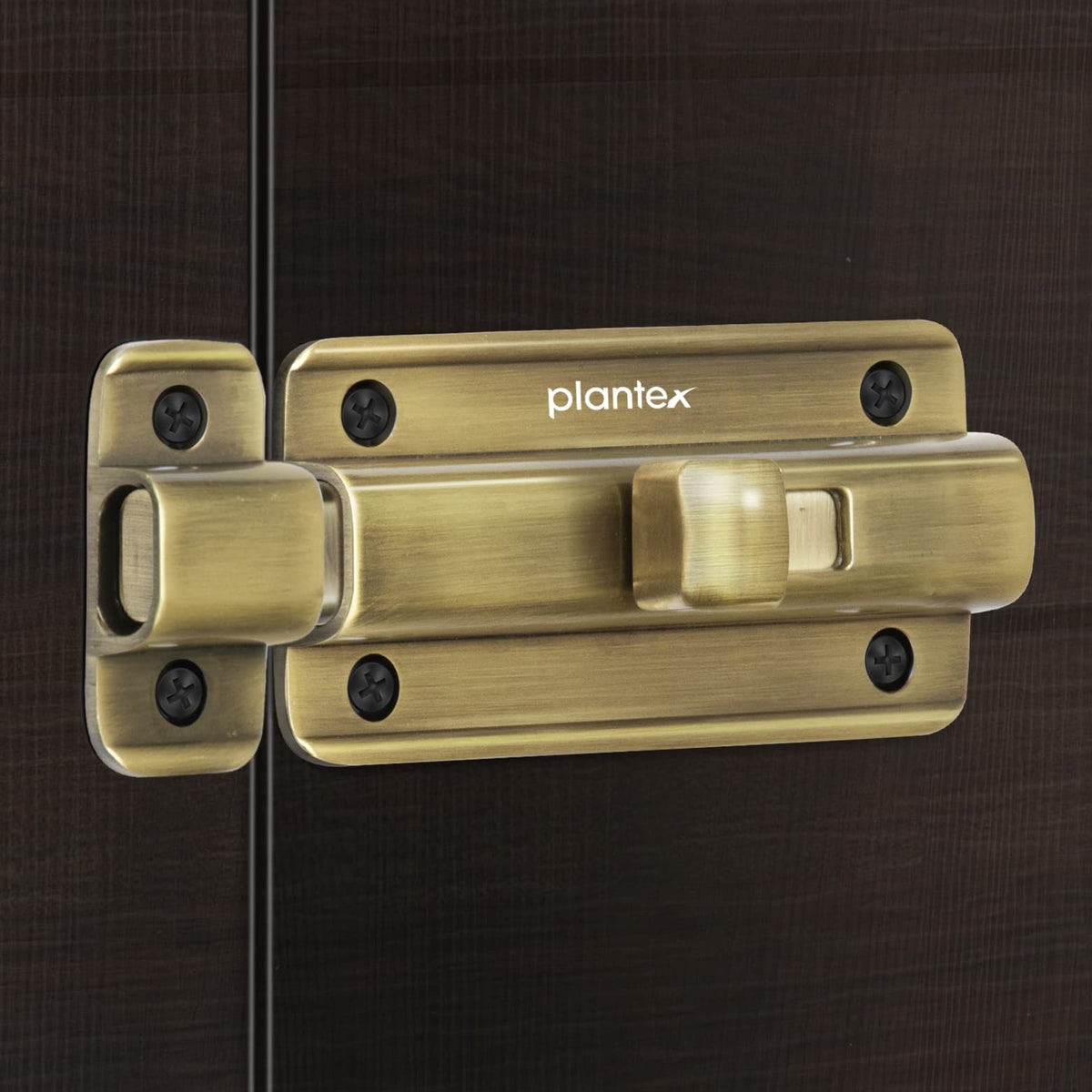 Plantex Premium Heavy Duty Door Stopper/Door Lock Latch for Home and Office Doors/Baby Latch - Pack of 2 (Brass Antique)