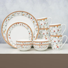 Clay Craft Fine Ceramic Eco Dinner Set, Enchanting Gold, for Family of 4, Dinner Set Ceramic, Crockery Set, Dining Set for Dinner, Crockery Set for Gift, Kitchen Set (ECO1, 16 Pieces)