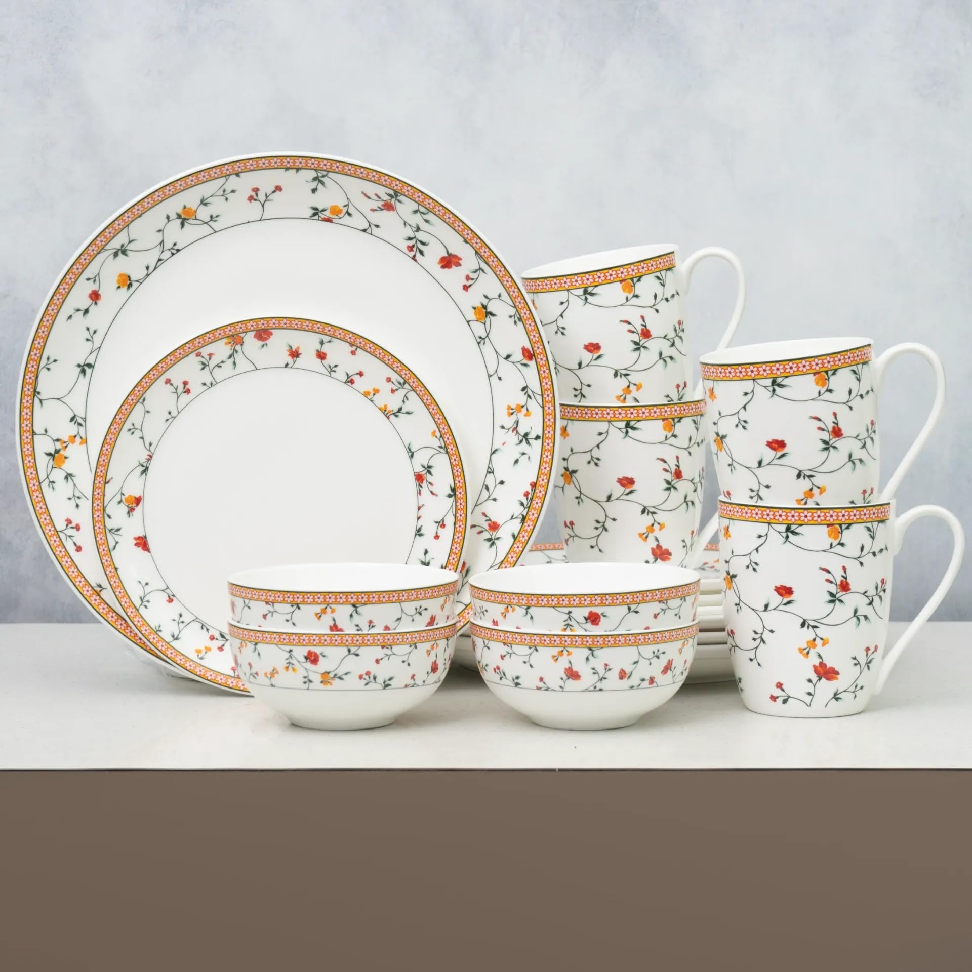 Clay Craft Fine Ceramic Eco Dinner Set, Enchanting Gold, for Family of 4, Dinner Set Ceramic, Crockery Set, Dining Set for Dinner, Crockery Set for Gift, Kitchen Set (ECO6, 12 Pieces)