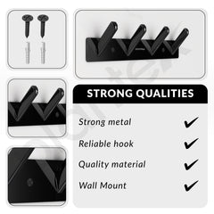 Plantex Wall Hooks for Hanging Cloth/Stainless Steel Towel Hangers/Bathroom Robe Hooks/Door Hangers/Square Wall Hook/Hook Rail for Hanging Keys - 4 Hooks (Pack of 3, PVD Black)-6